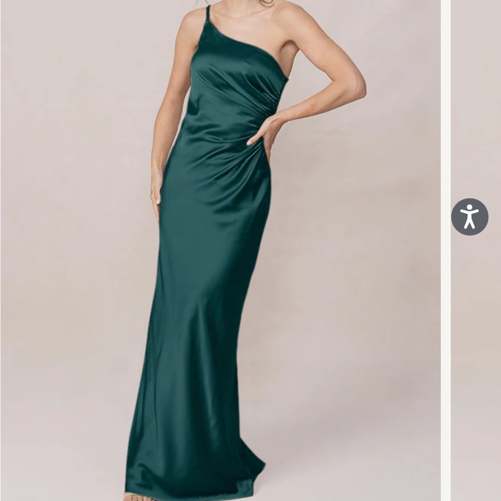 Revelry Jade Satin Dress - Emerald
